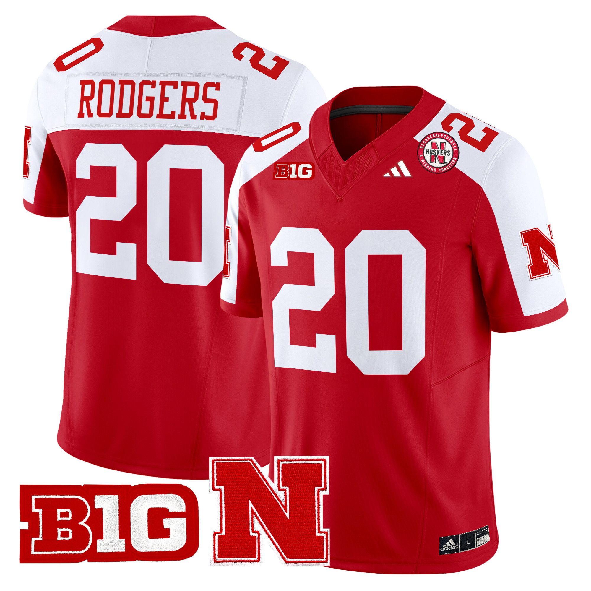 Men Nebraska Cornhuskers #20 Rodgers Red 2024 Vapor Limited NCAA Jersey